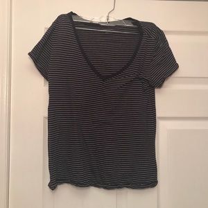 striped v neck shirt